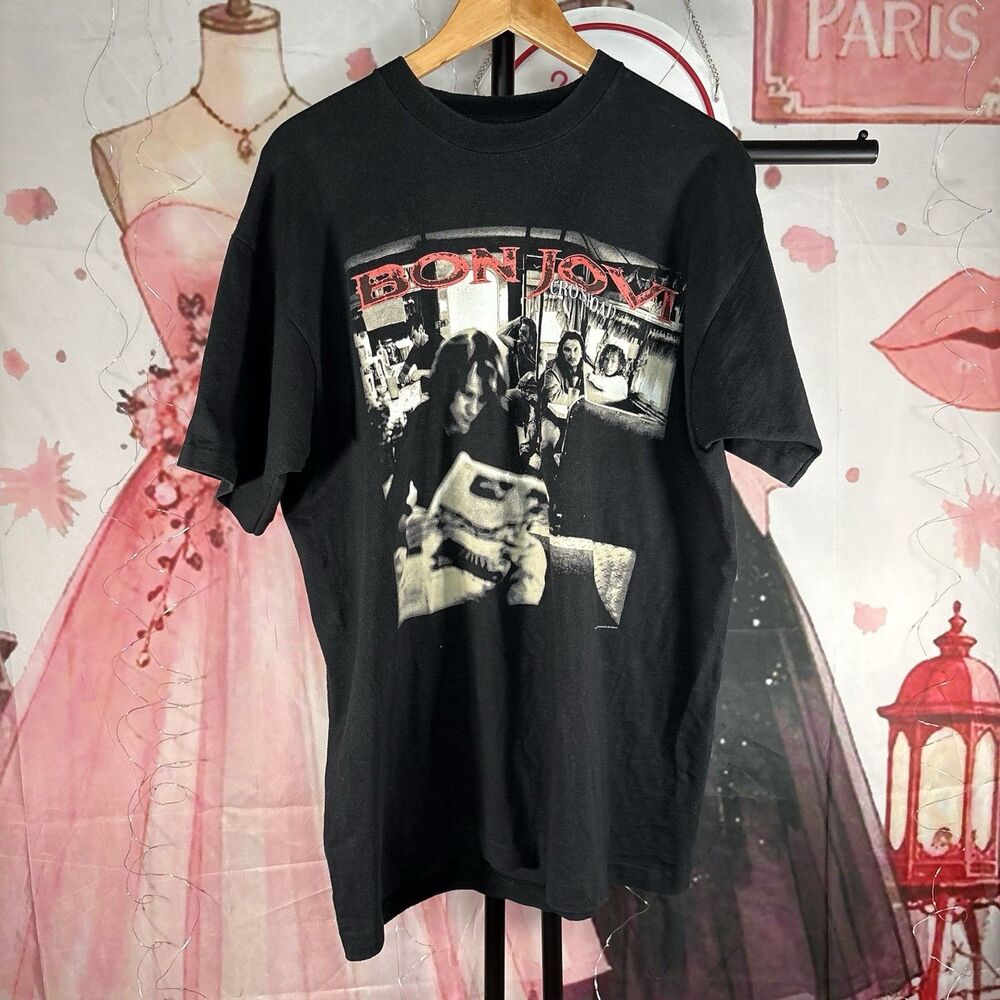 Vintage 90's 1994 Bon Jovi Cross Road European Tour Shirt Tee Band Size XL